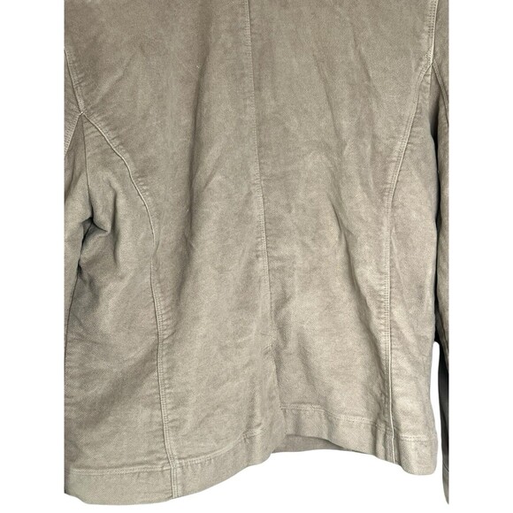 LL Bean Womens Tan chore coat Jacket Size Medium Blazer Petite Tan brown cropped - Picture 11 of 12